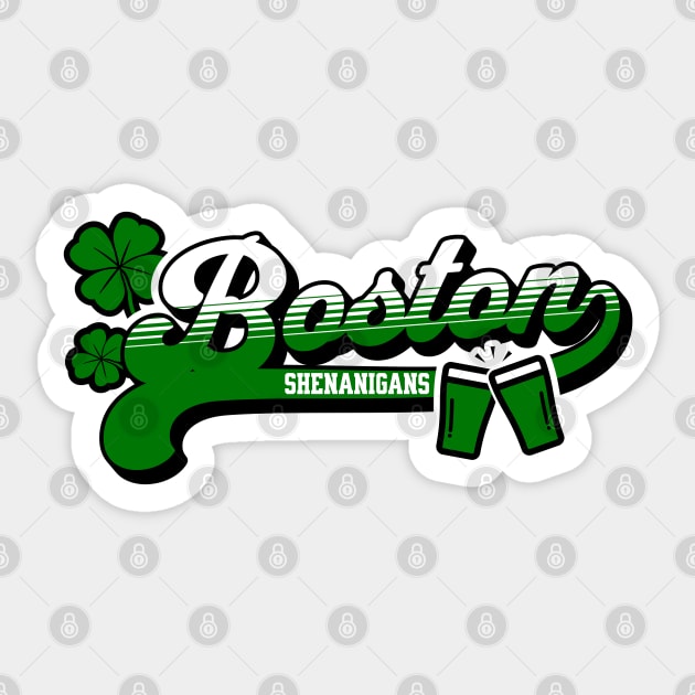 Boston Shenanigans Boston Irish St Patrick's Day Sticker by Yesteeyear